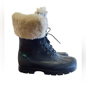 Black and Cream Fur-Lined Boots